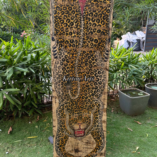 Hand-Painted Vintage Leopard Panel | Distress Finish