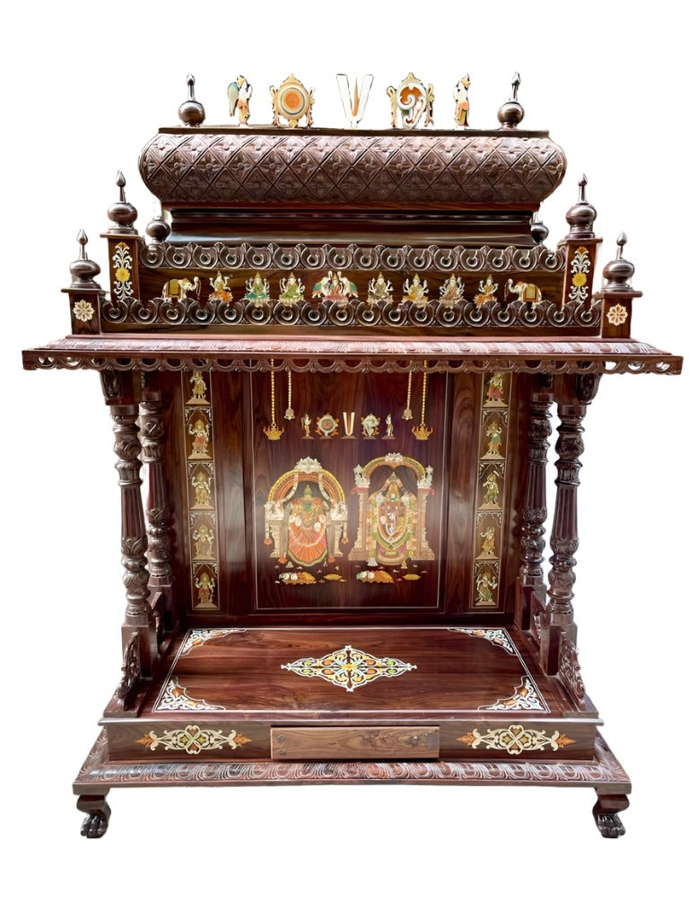 Rosewood Mandir Hand Carved 5x2ft