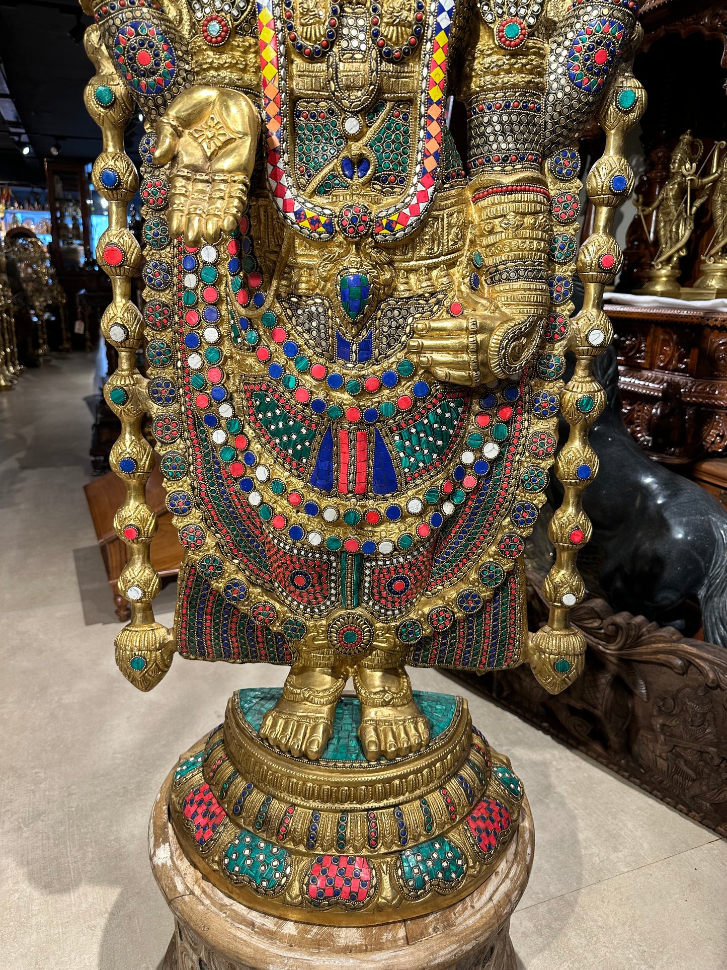 Brass Tirupati Balaji Idol | Lord Venkateswara | Perumal | Stonework |48 Inches