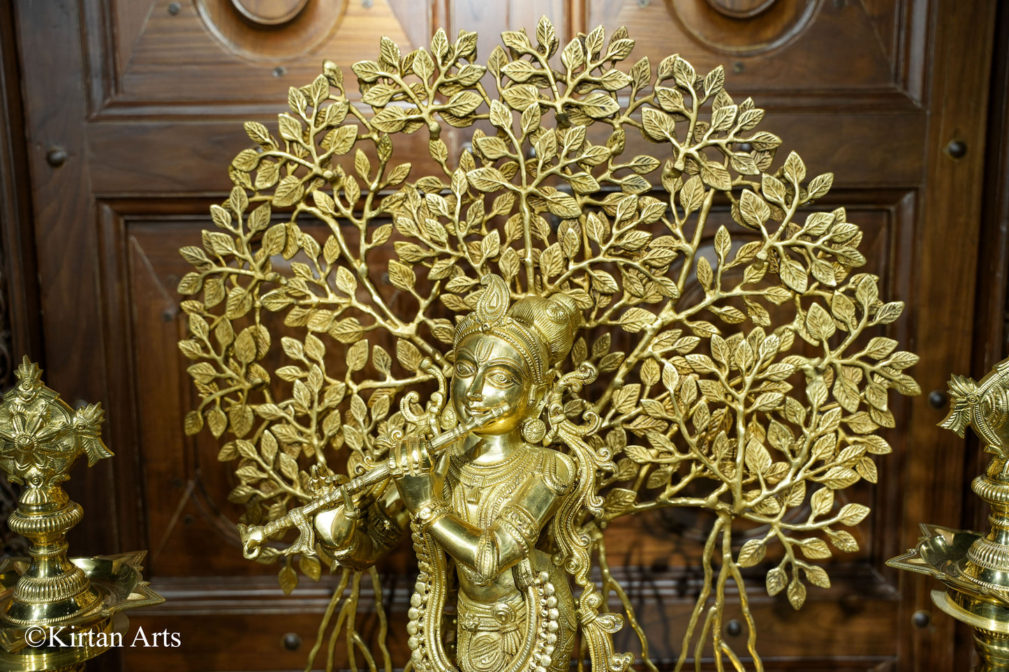 Brass Lord Krishna with Kalpavriskha tree 33"