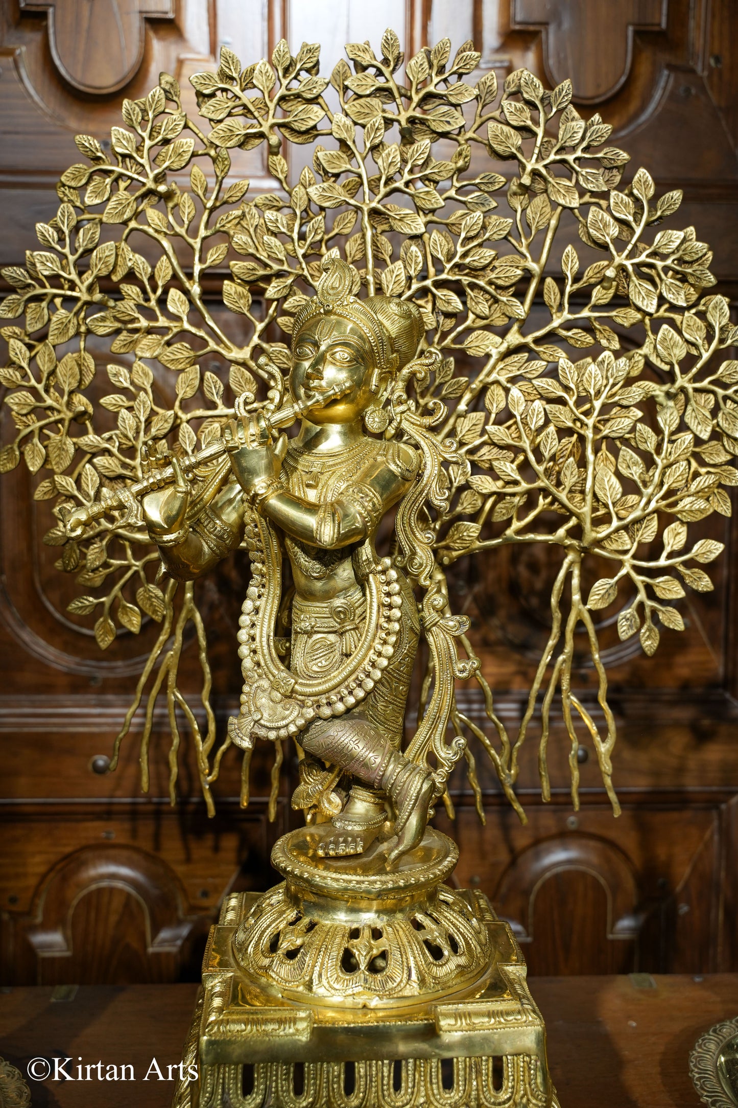 Brass Lord Krishna with Kalpavriskha tree 33"
