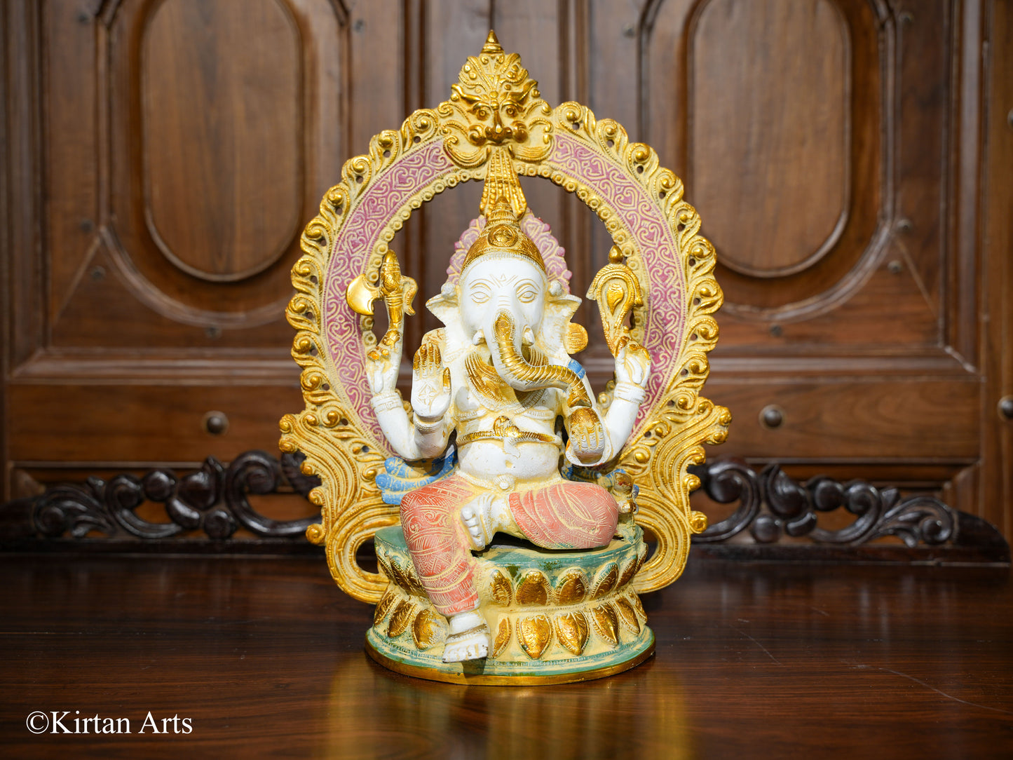 Brass Lord Ganesha with Prabhavali Multi Color 14"