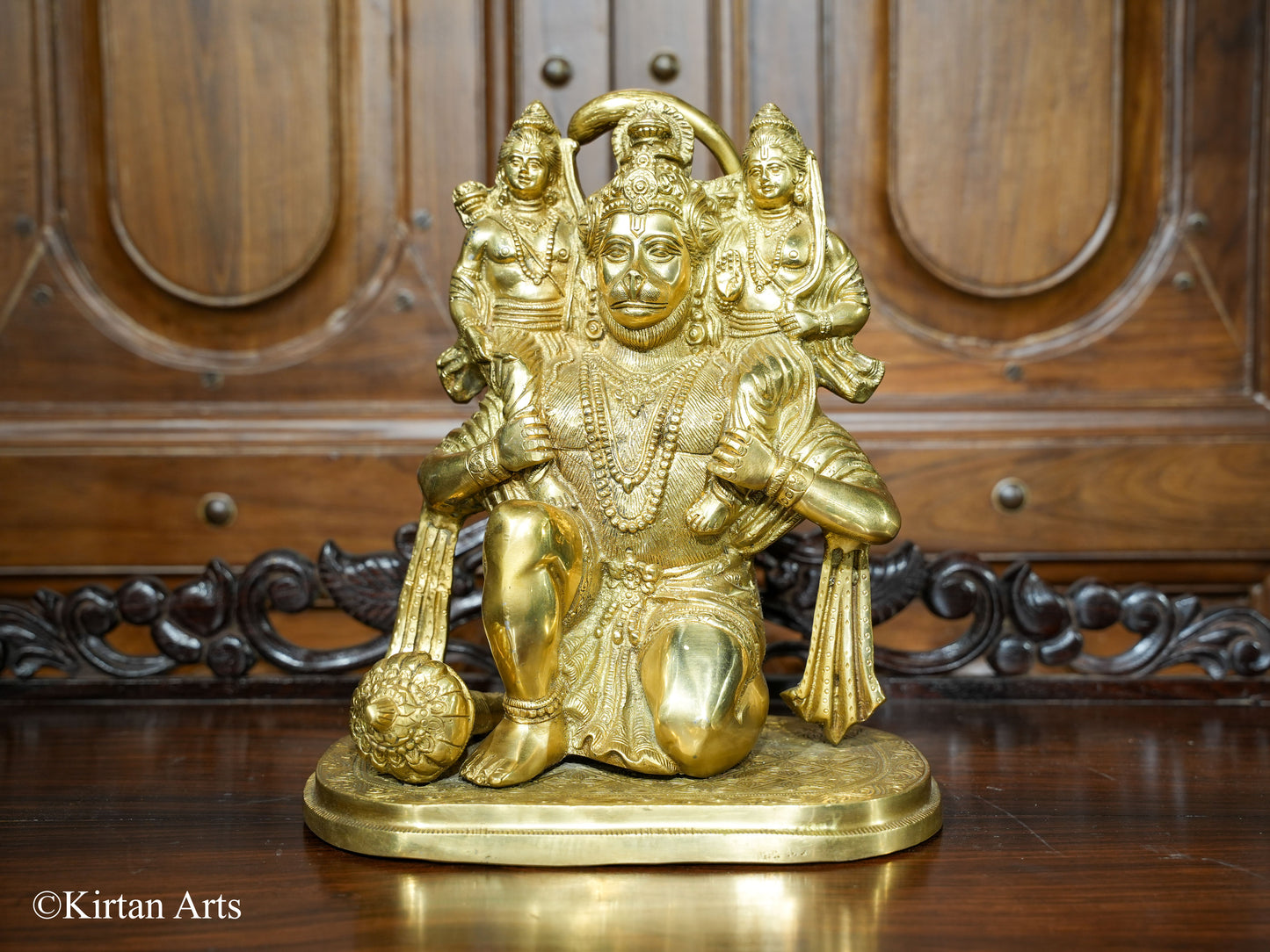 Lord Hanuman Ram Lakshman 12" Gold Color