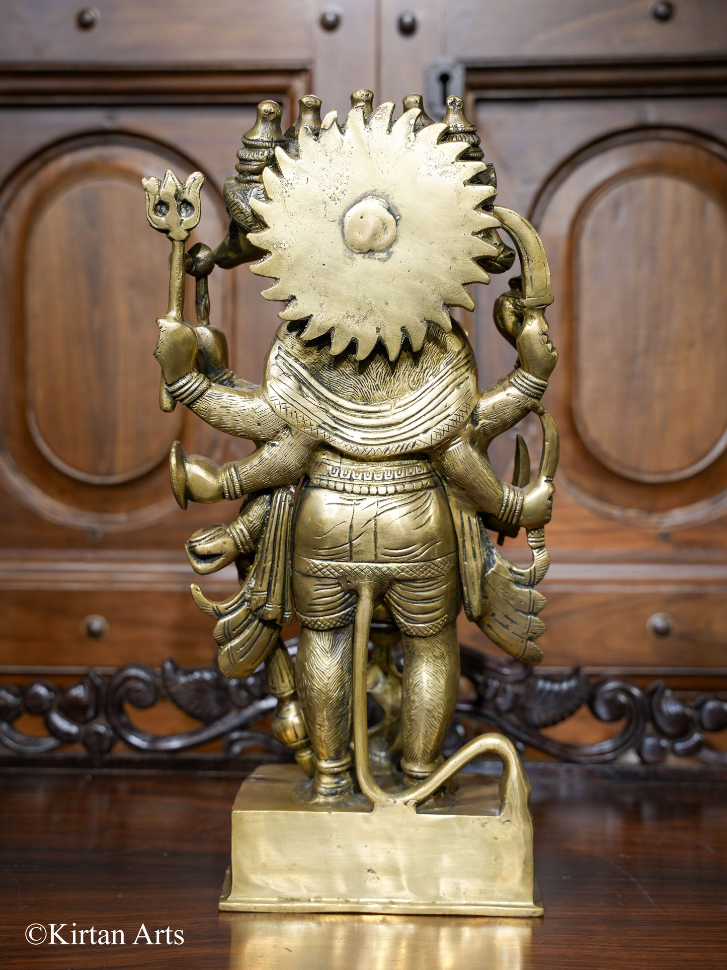 Brass Panchmukhi Lord Hanuman Antique Finish 17"