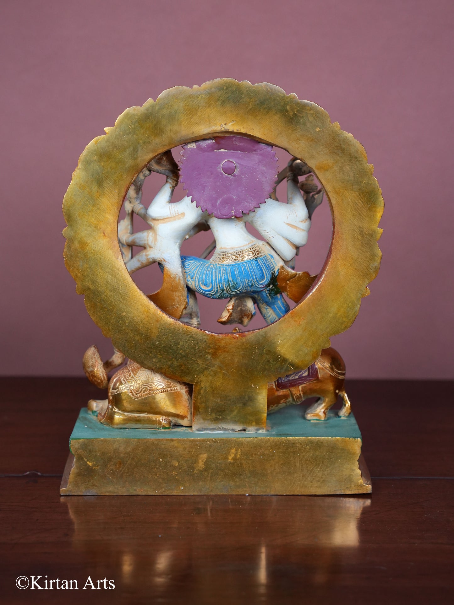 Brass Mahishasura Mardini Multicolor Finish 12"