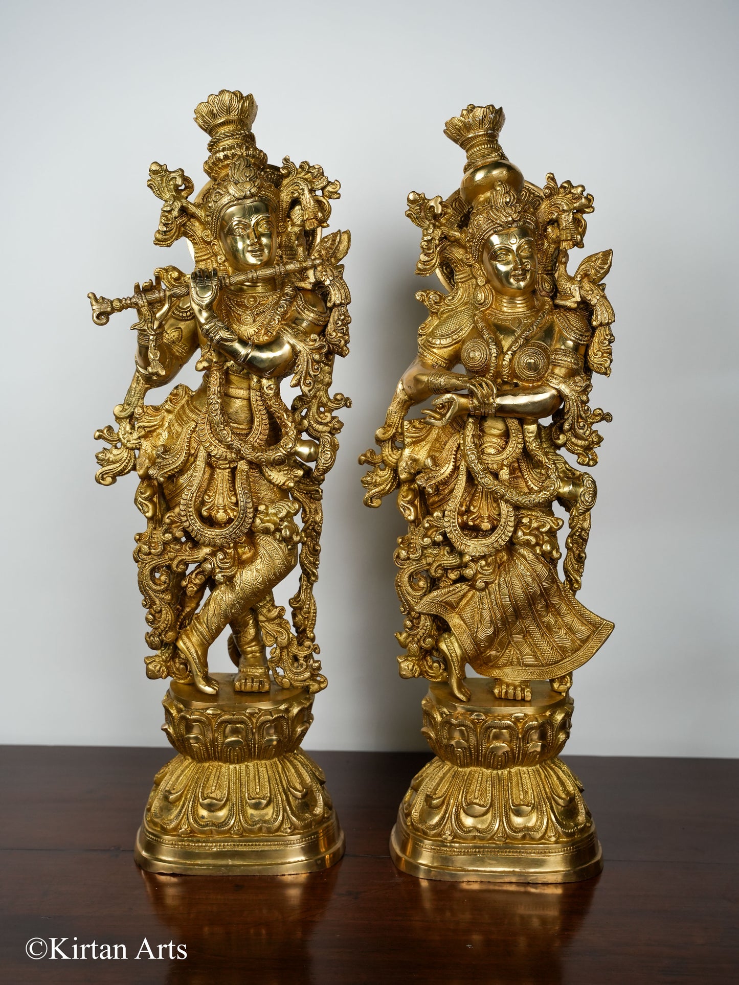 Pure Brass Superfine Radha Krishna Statue | 30" Pair