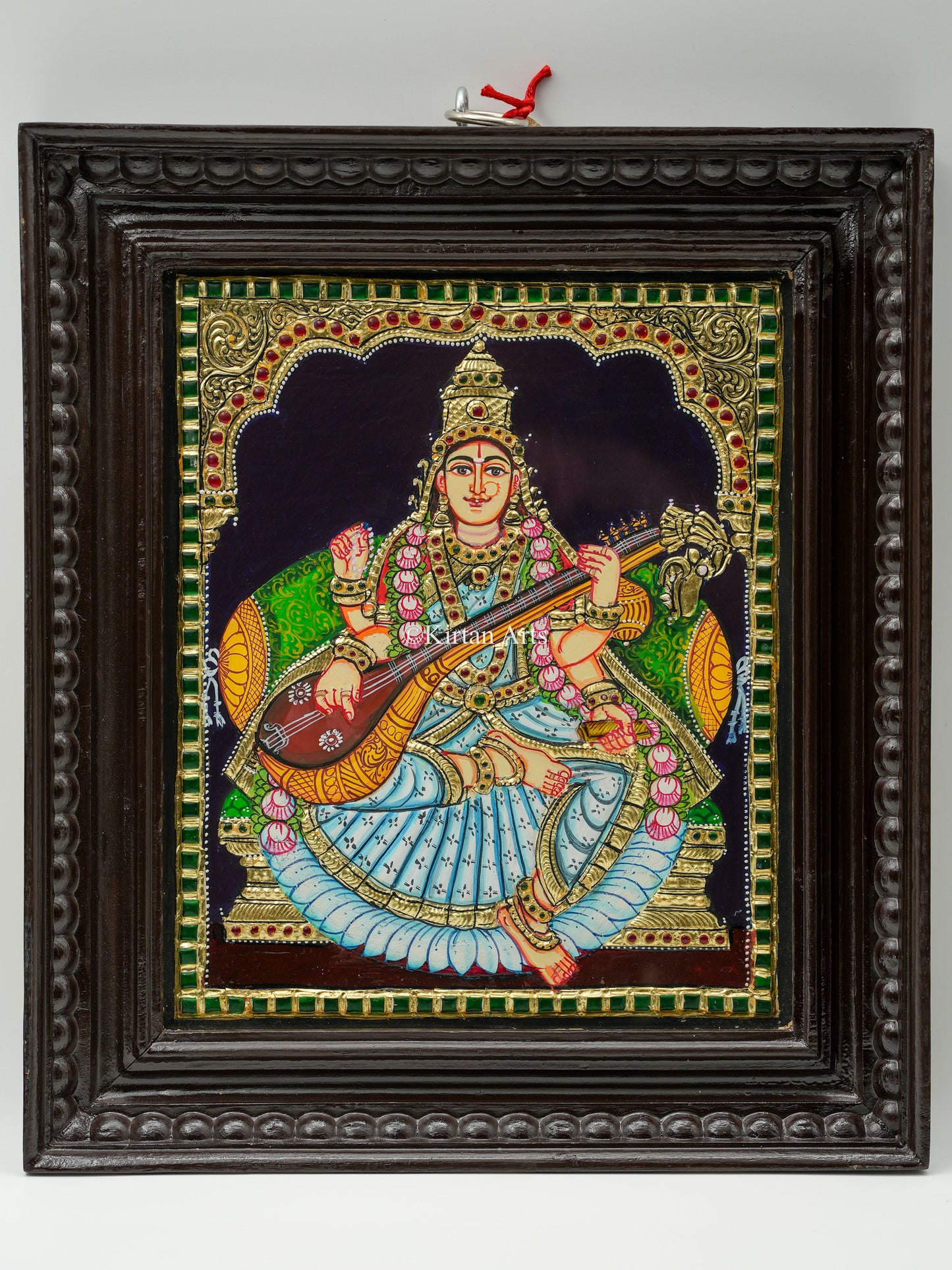 Saraswati Devi Tanjore Painting 15x13