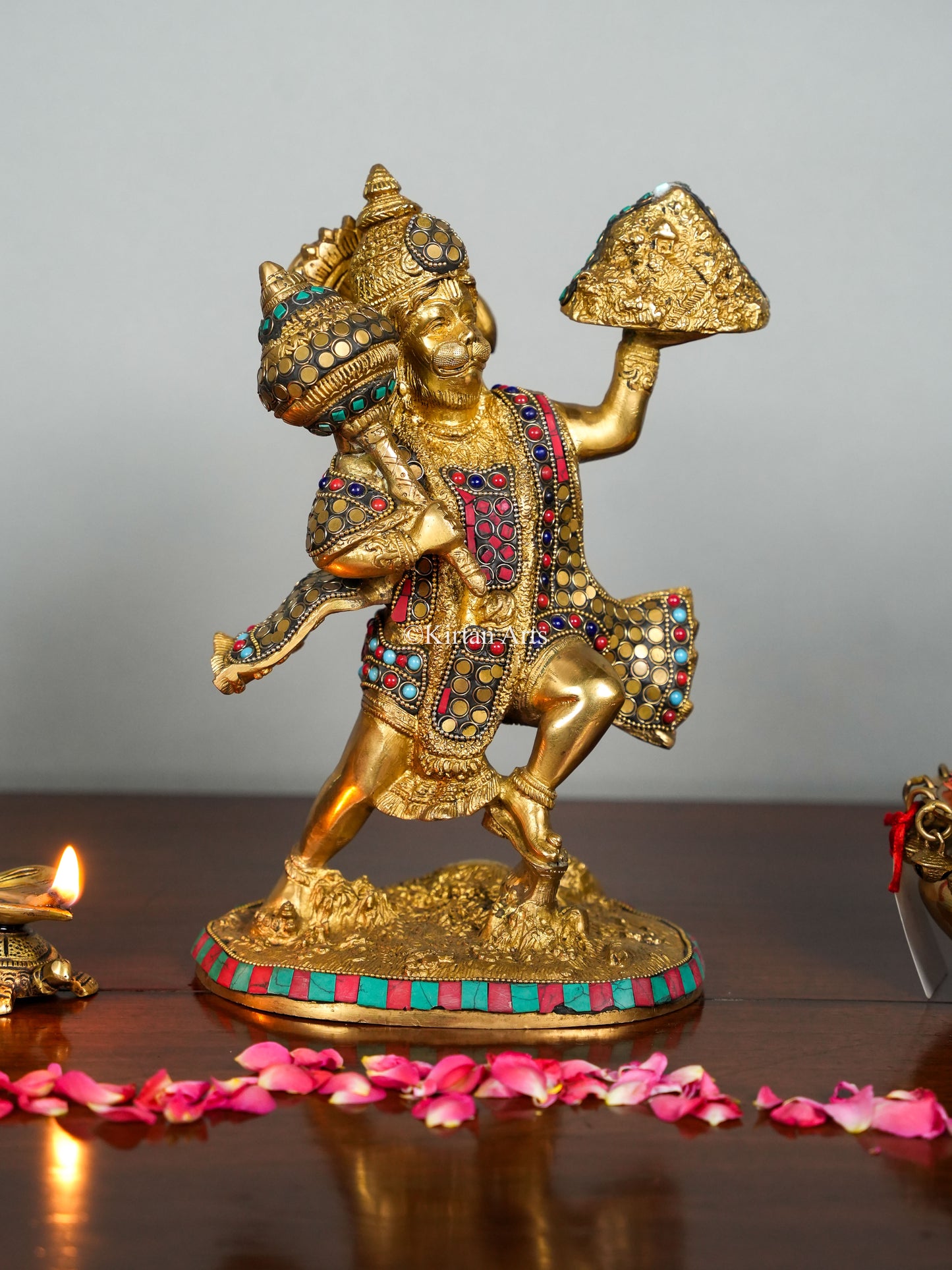 Brass Lord Hanuman Stonework 10"