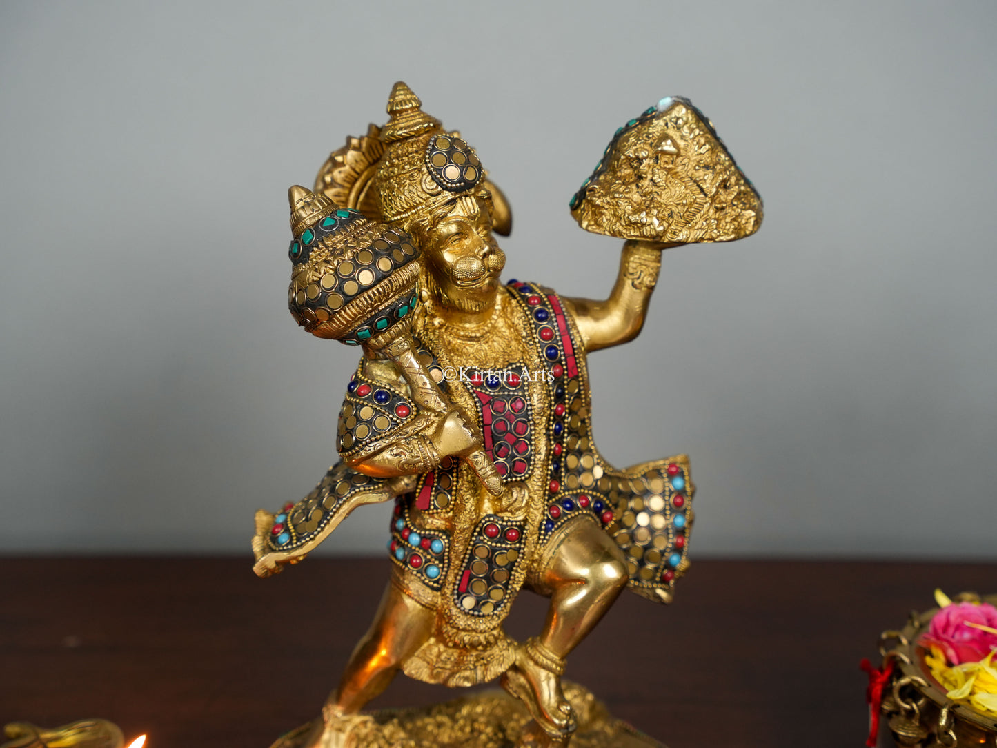 Brass Lord Hanuman Stonework 10"
