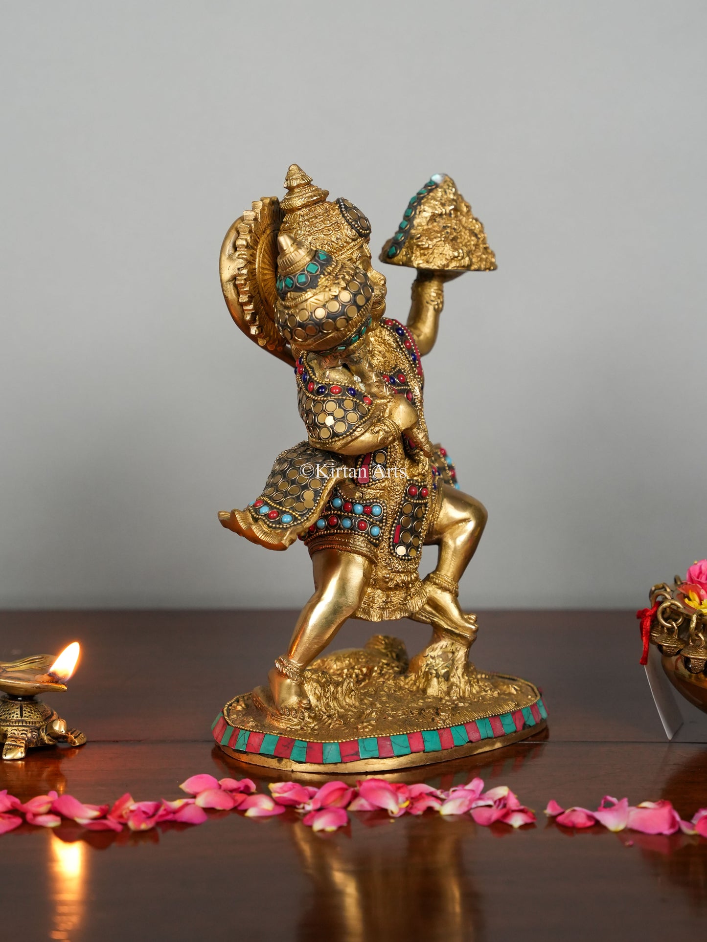 Brass Lord Hanuman Stonework 10"