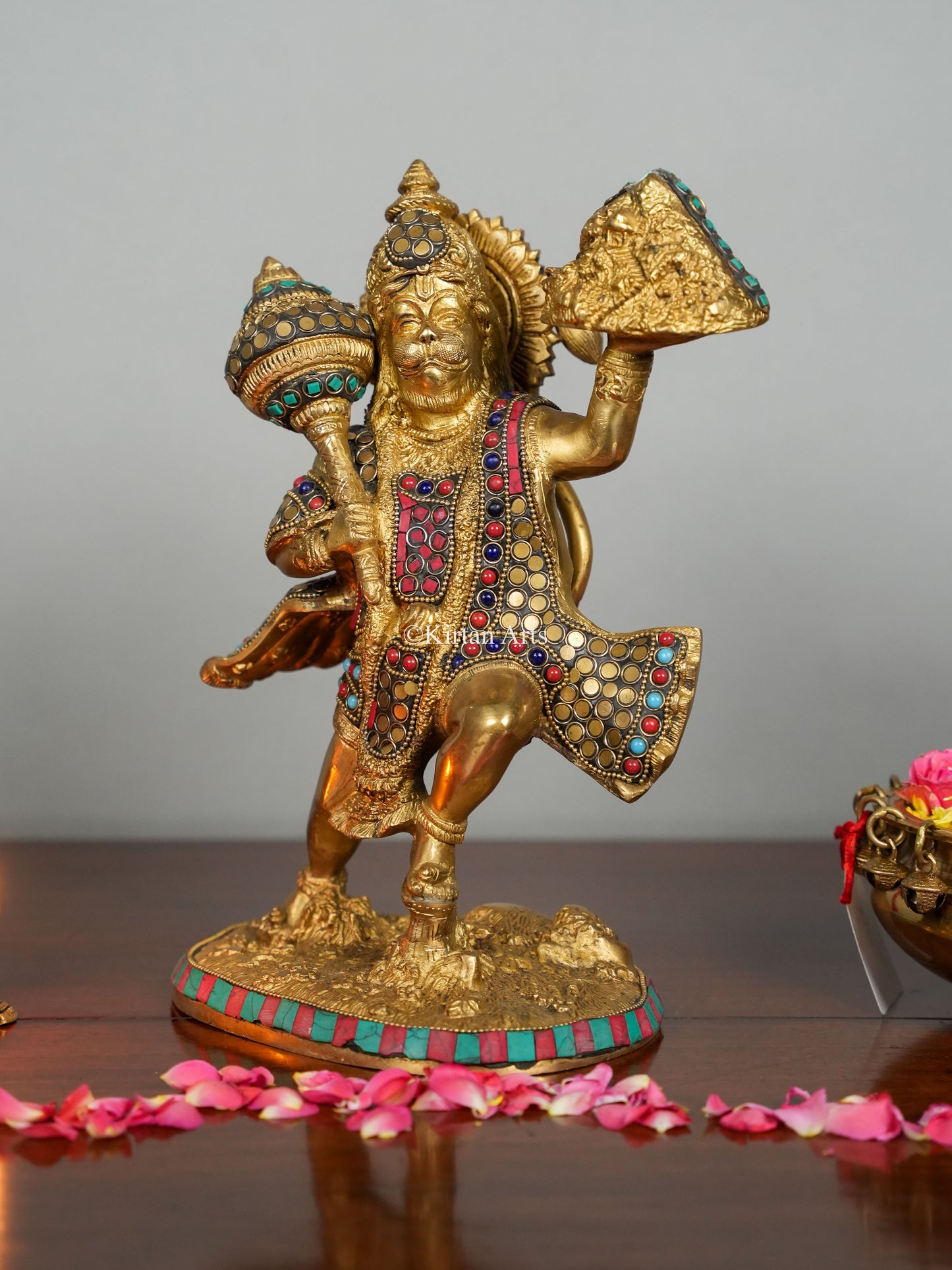Brass Lord Hanuman Stonework 10"