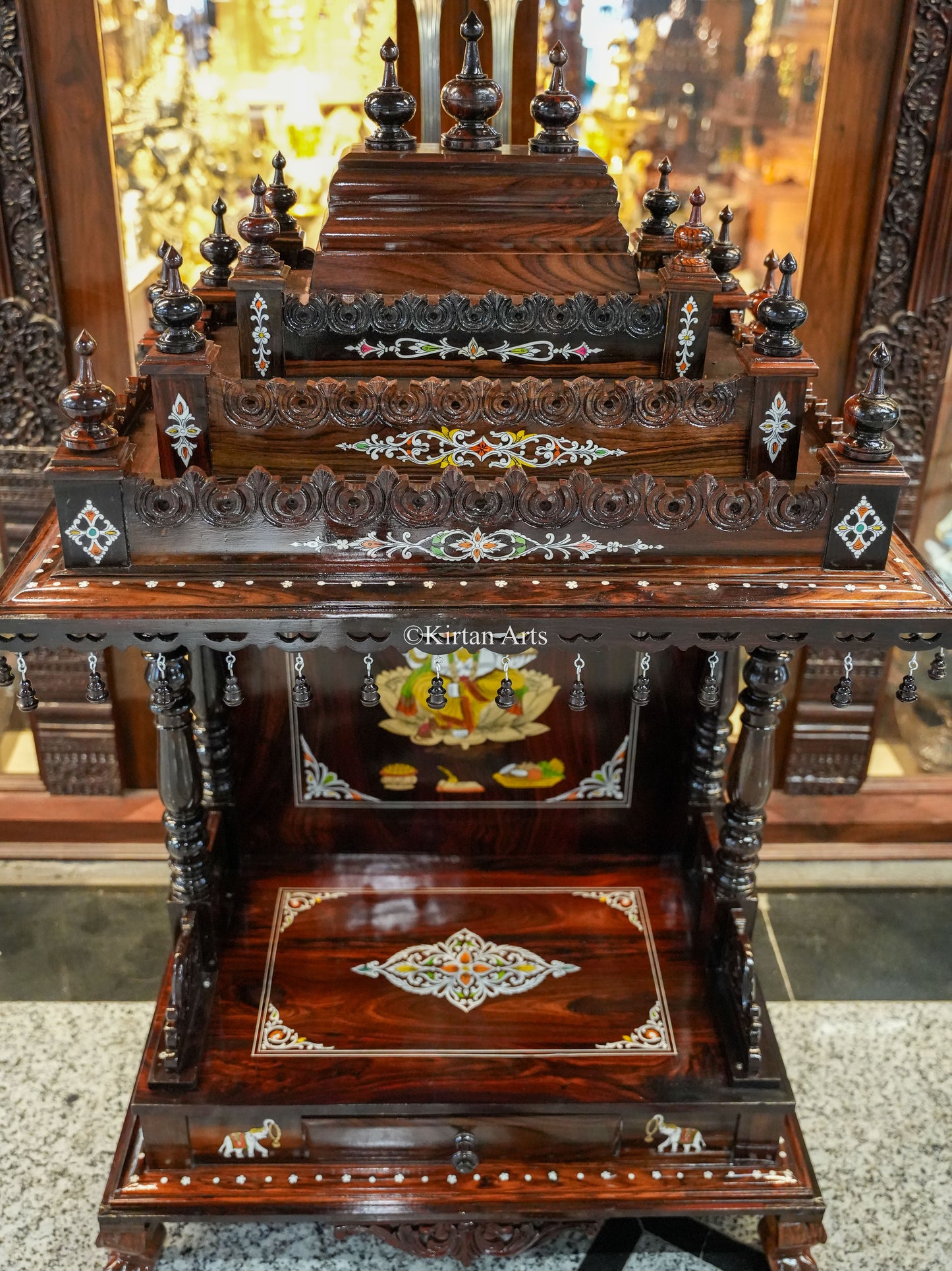 Rosewood Mandir 54" Lord Ganesha Inlay