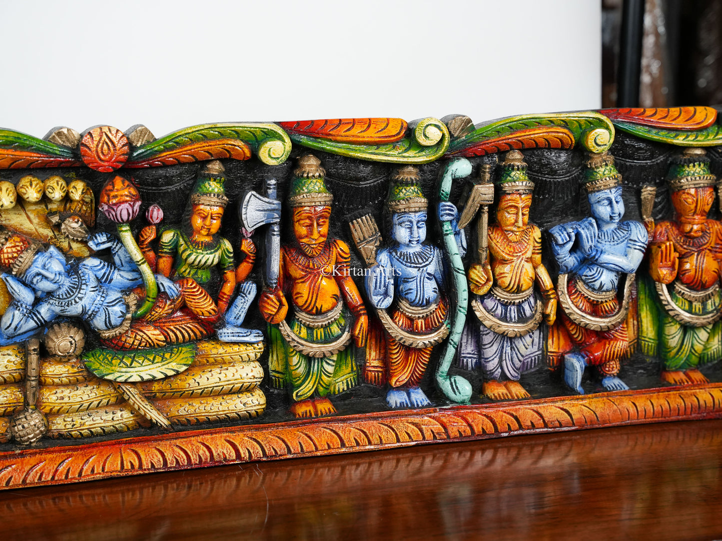 48" Dasavatar with Vishnu Wooden Panel | Hand Carved