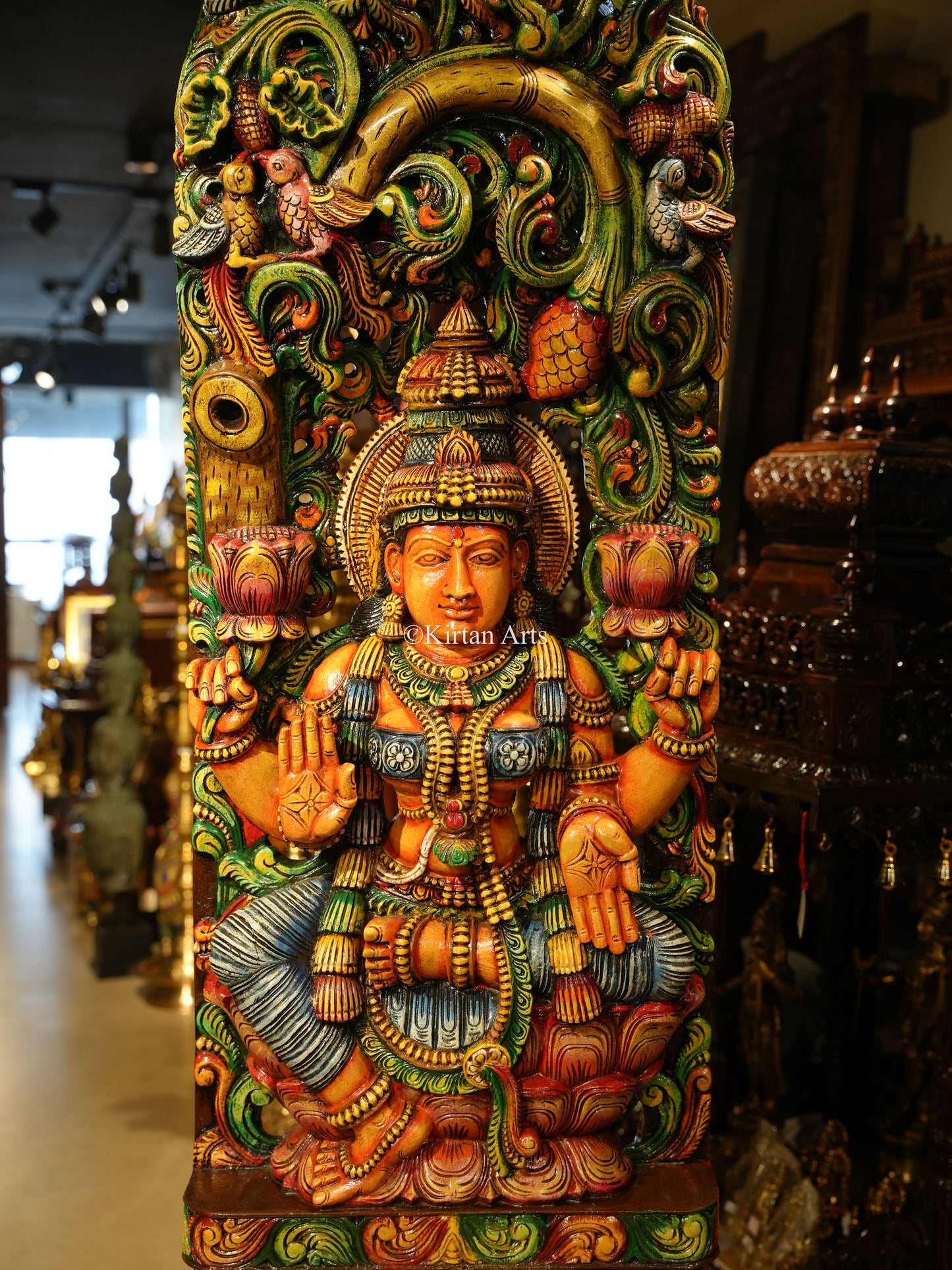 Wooden Goddess Lakshmi | 5ft | Handcarved