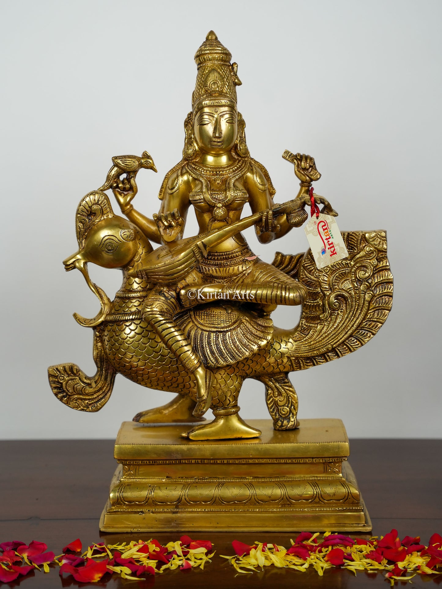 Brass Goddess Saraswati | 19" | Superfine | Gold Finish