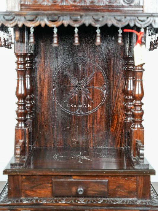 Rosewood Carved Pooja Mandir | 10"x15"