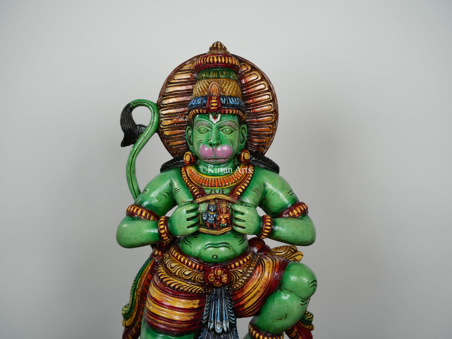 24" Lord Hanuman | Ram Sita | Wood Carved | Painted