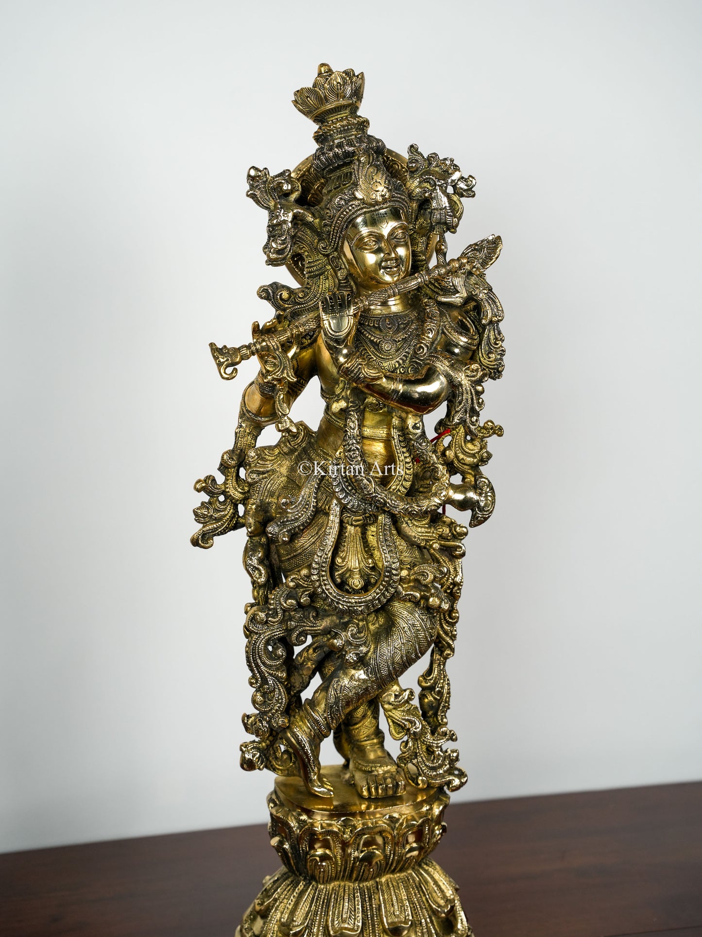 Brass Lord Krishna with Flute | 30" | Antique Brass Finish