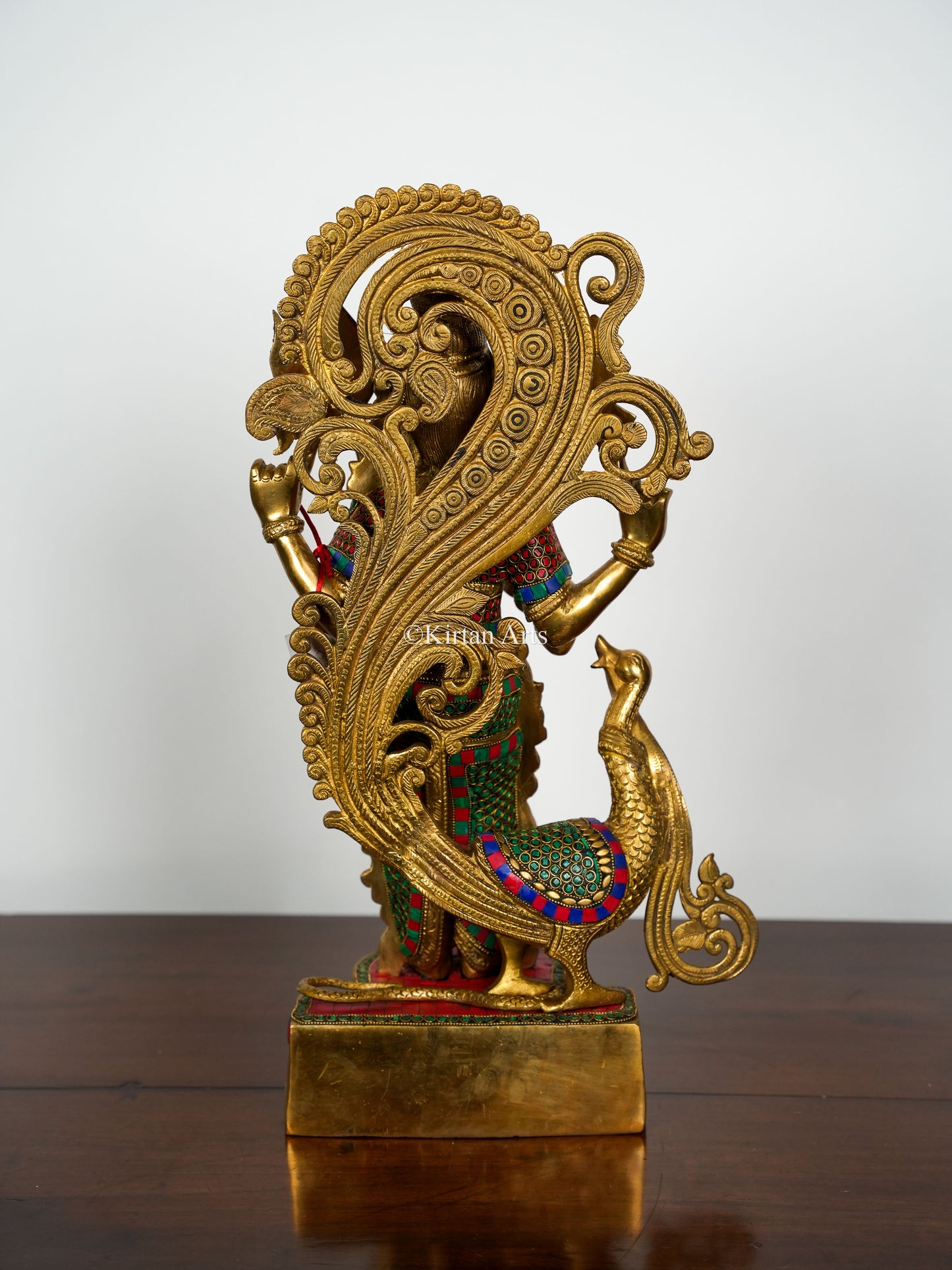 Brass Lord Murugan/Kartikeya | Colorful Stonework | 20"