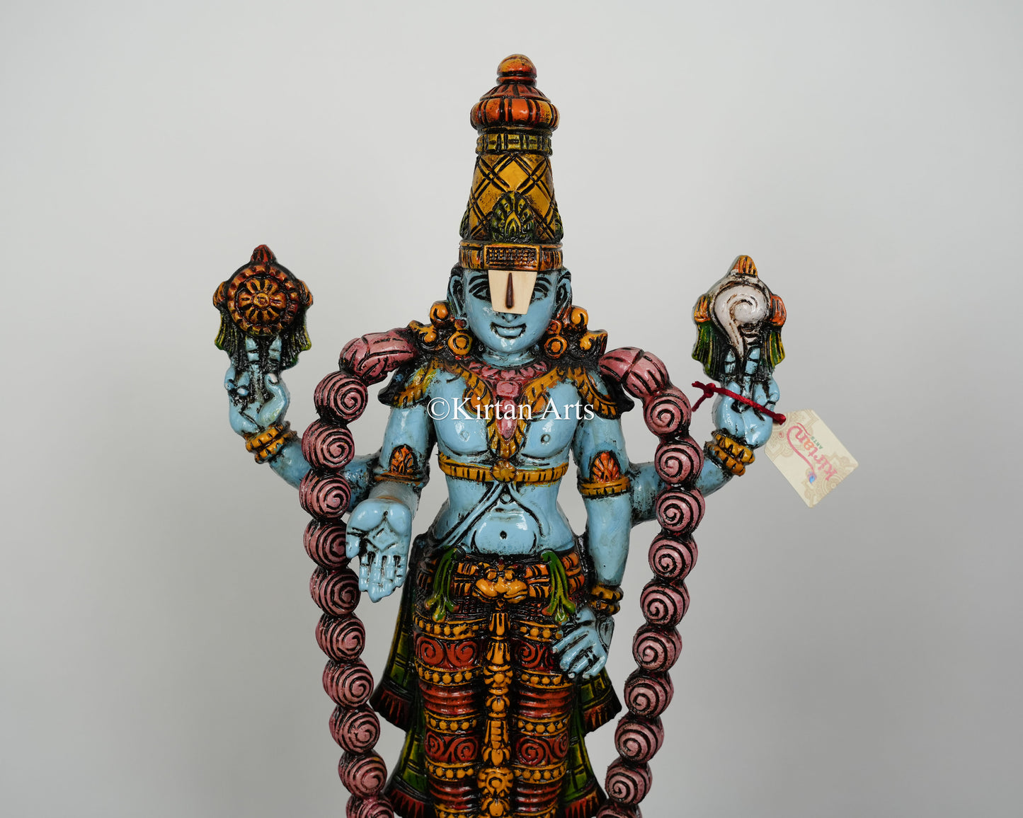 Wood Carved Tirupati Balaji (Kalyana Balaji) Idol | 24" | Distress Finish