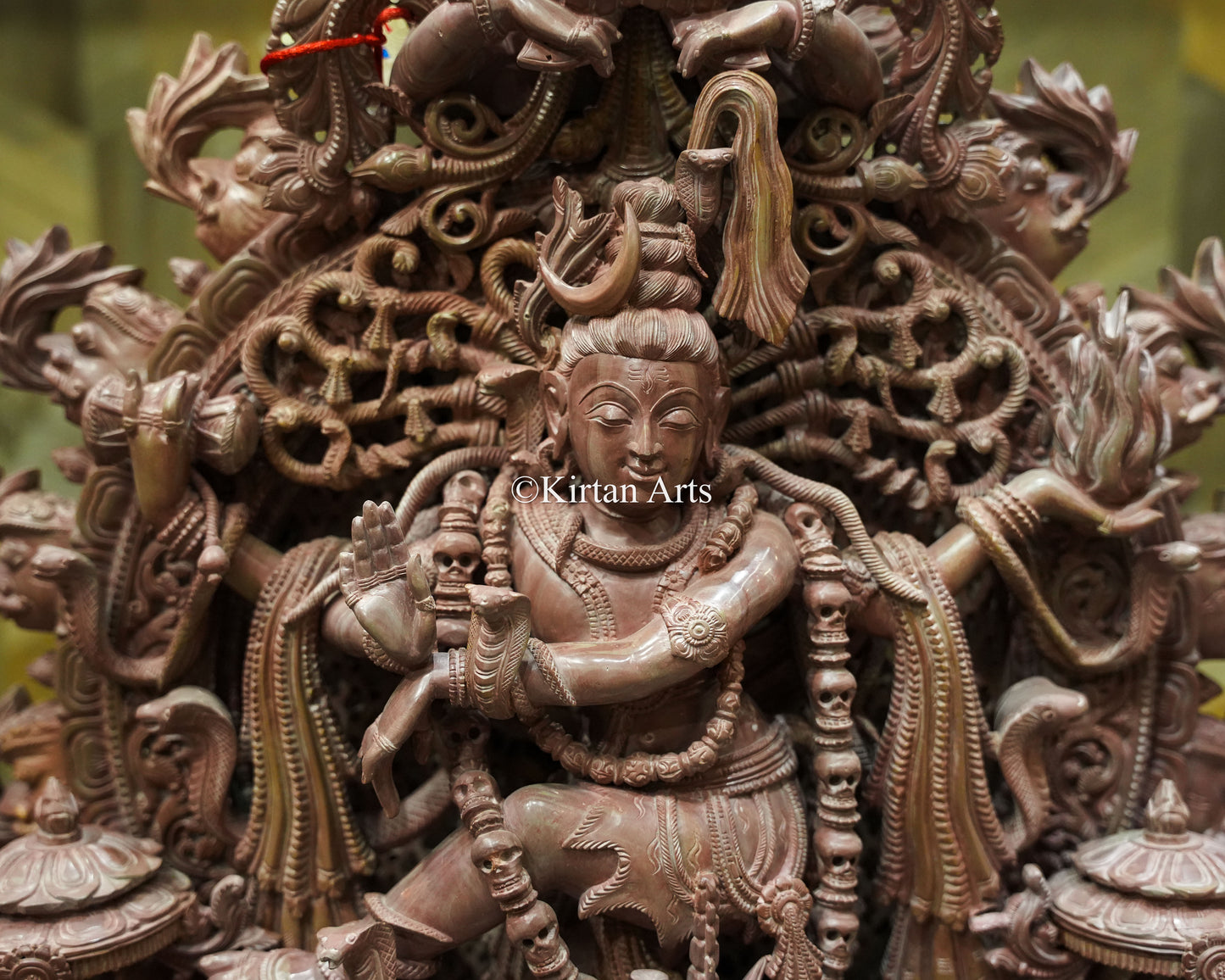 Lord Nataraja Stone Carving Idol | Pink Stone | Odisha Art | 37"