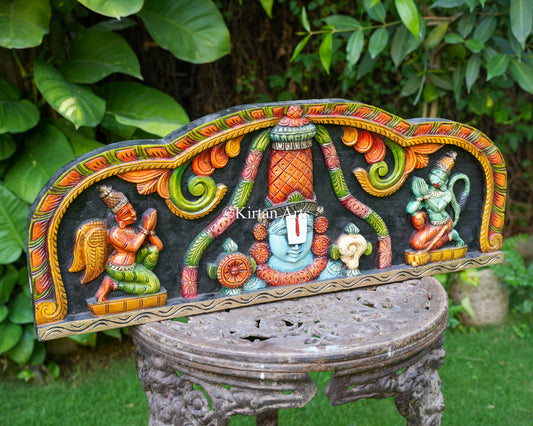 Hand-Carved Lord Venkateswara (Balaji) Wall Panel | 36"
