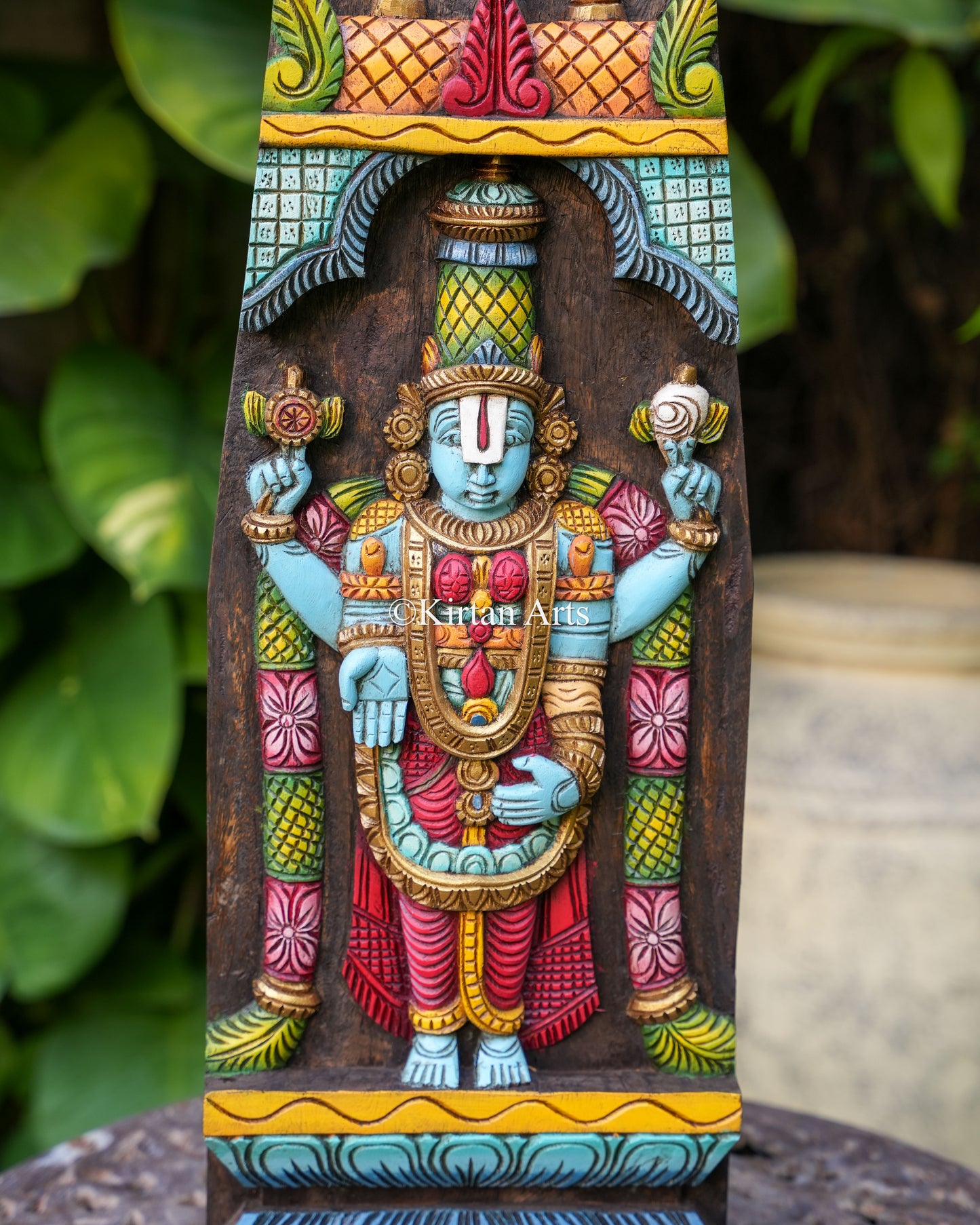 24" Hand-Carved Lord Balaji (Venkateswara) Wall Panel