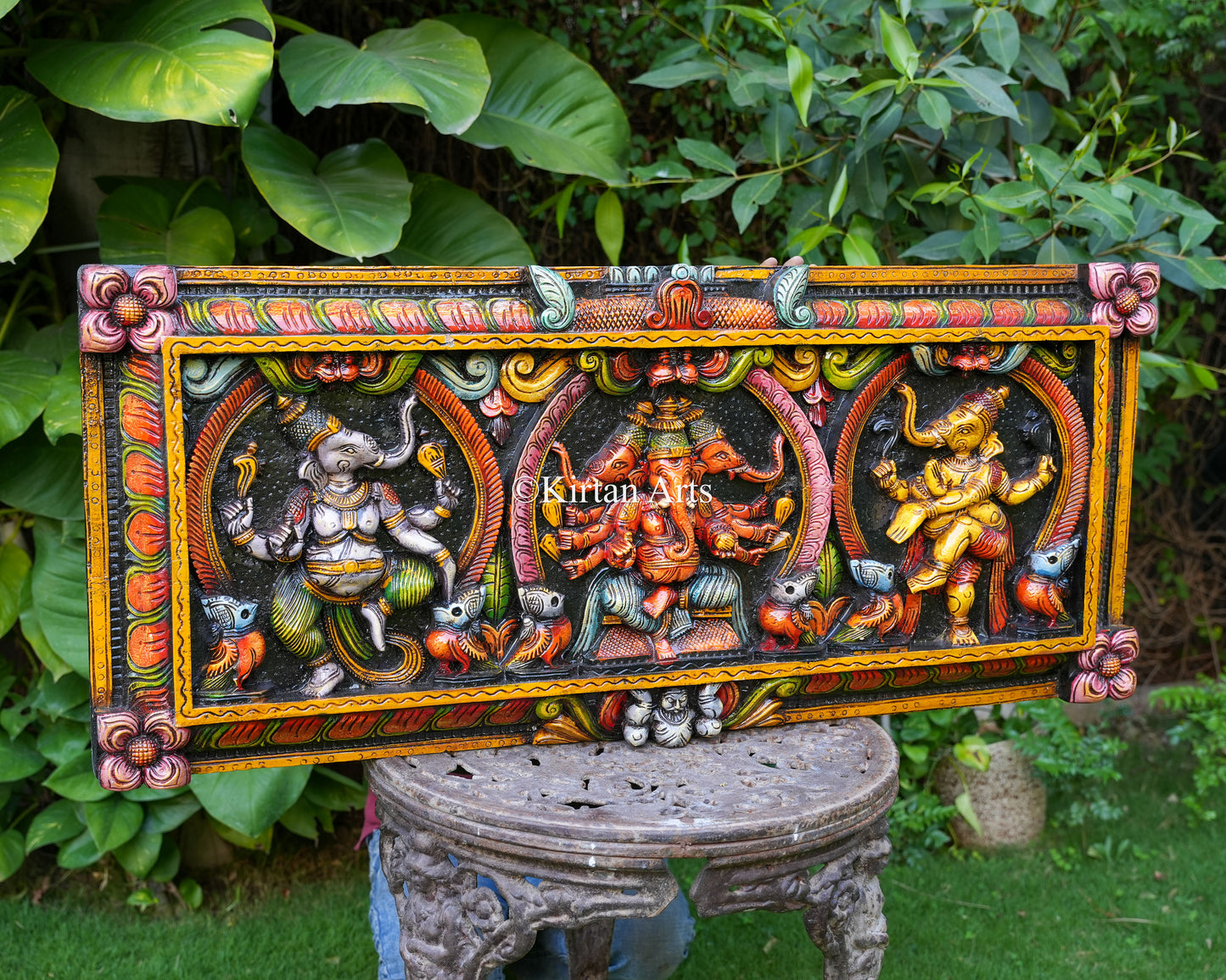 Hand-Carved Lord Ganesha Wall Panel | 48"