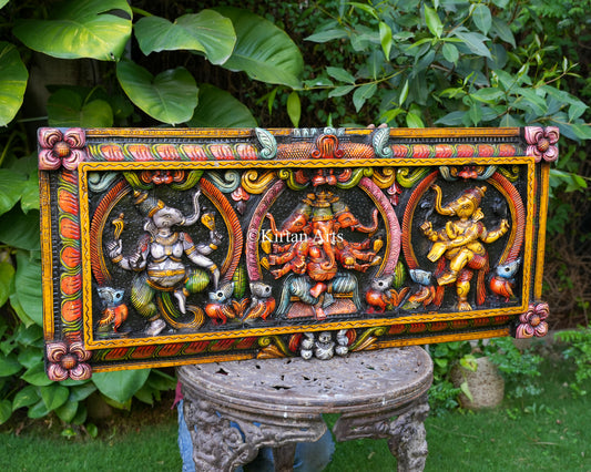 Hand-Carved Lord Ganesha Wall Panel | 48"