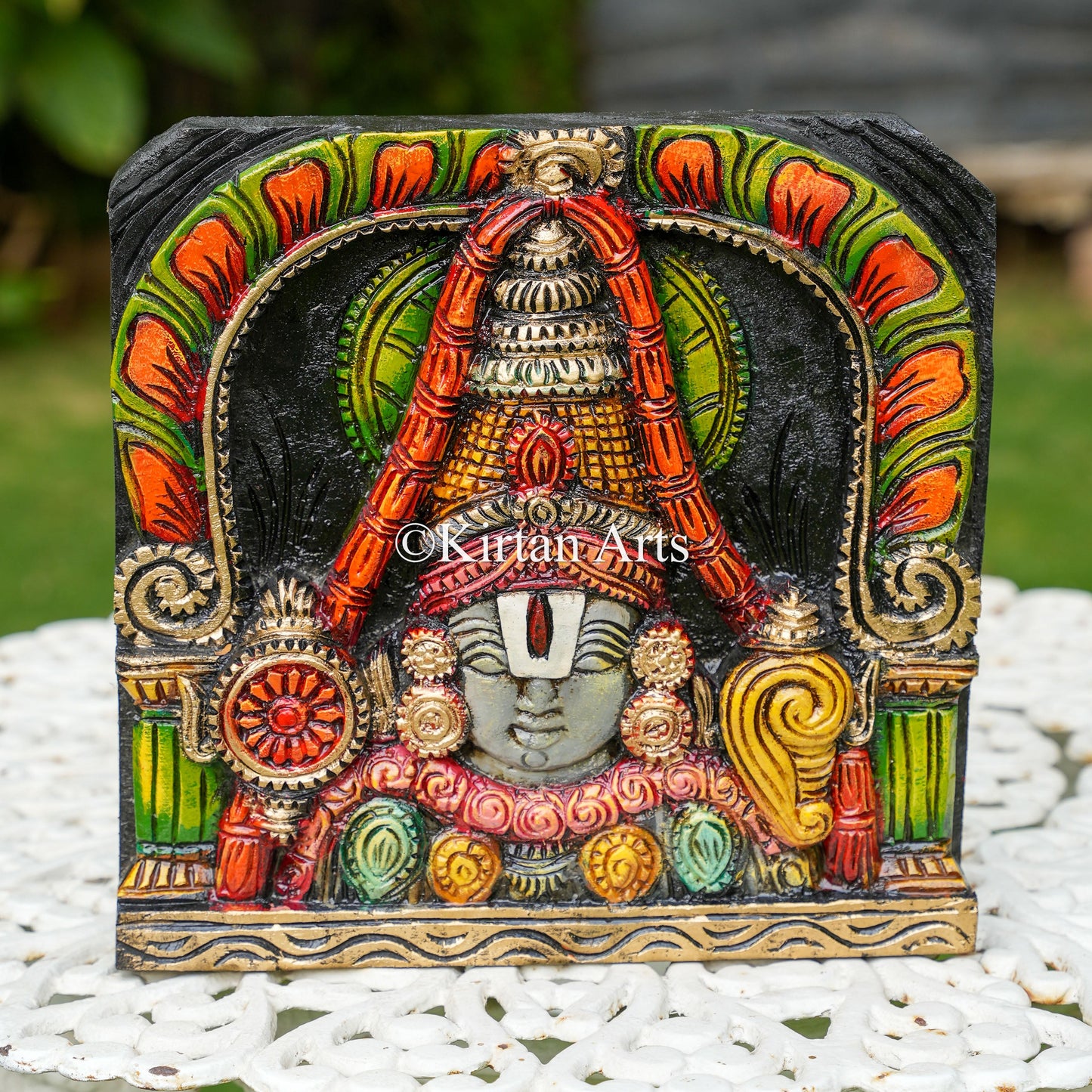 12" Hand-Carved Lord Balaji (Venkateswara) Wall Panel