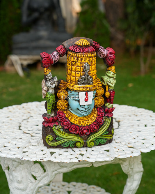Hand-Carved Lord Venkateswara (Balaji) Divine Face Mount | 14"