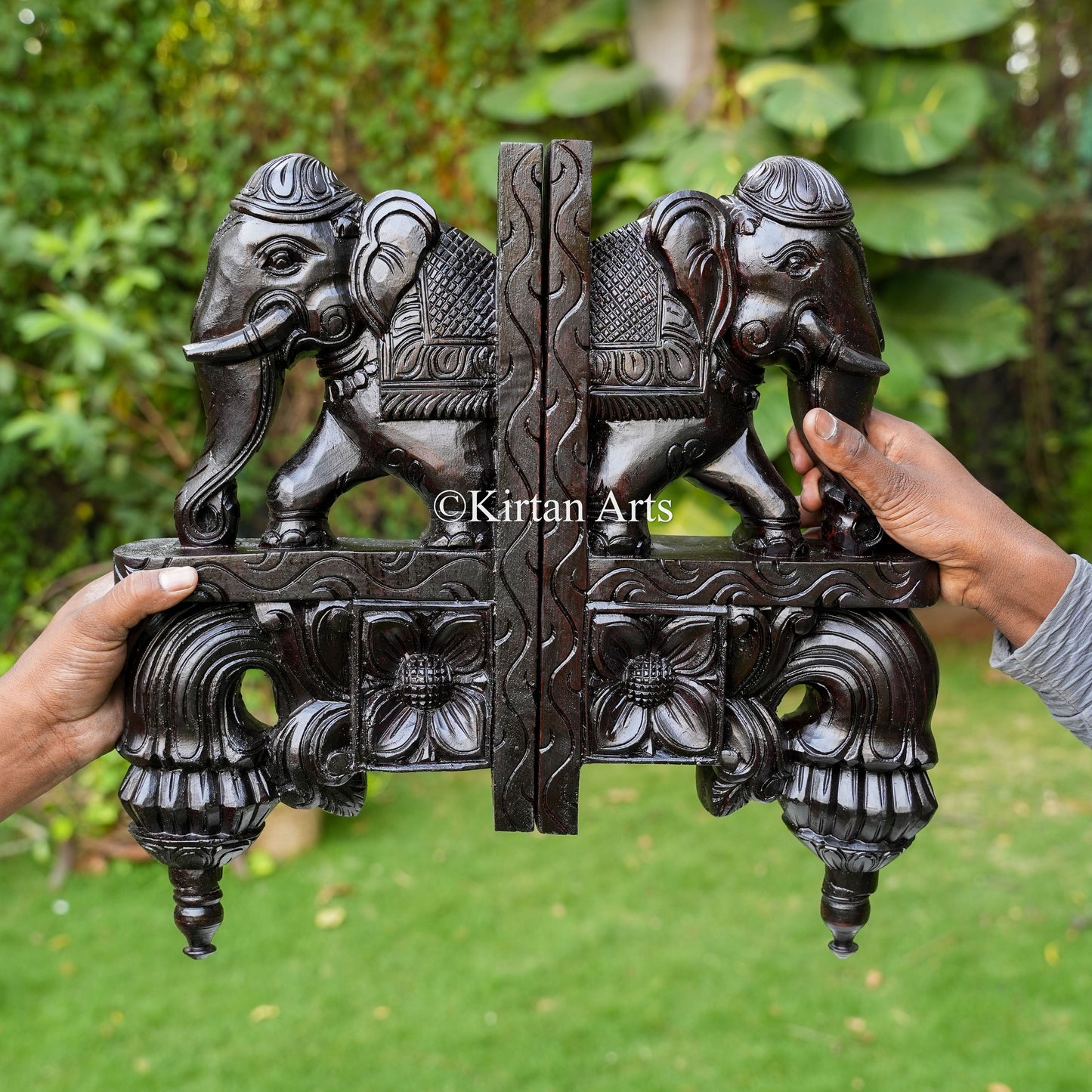 18" Hand-Carved Elephant Bracket