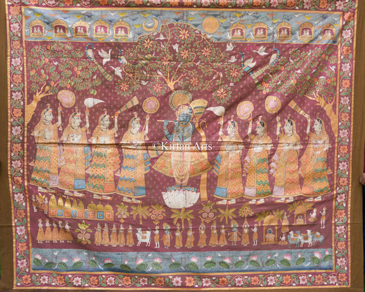 Grand 7ft x 6ft Antique-Finish Pichwai – Krishna Venugopal & The Narrative of Vraj