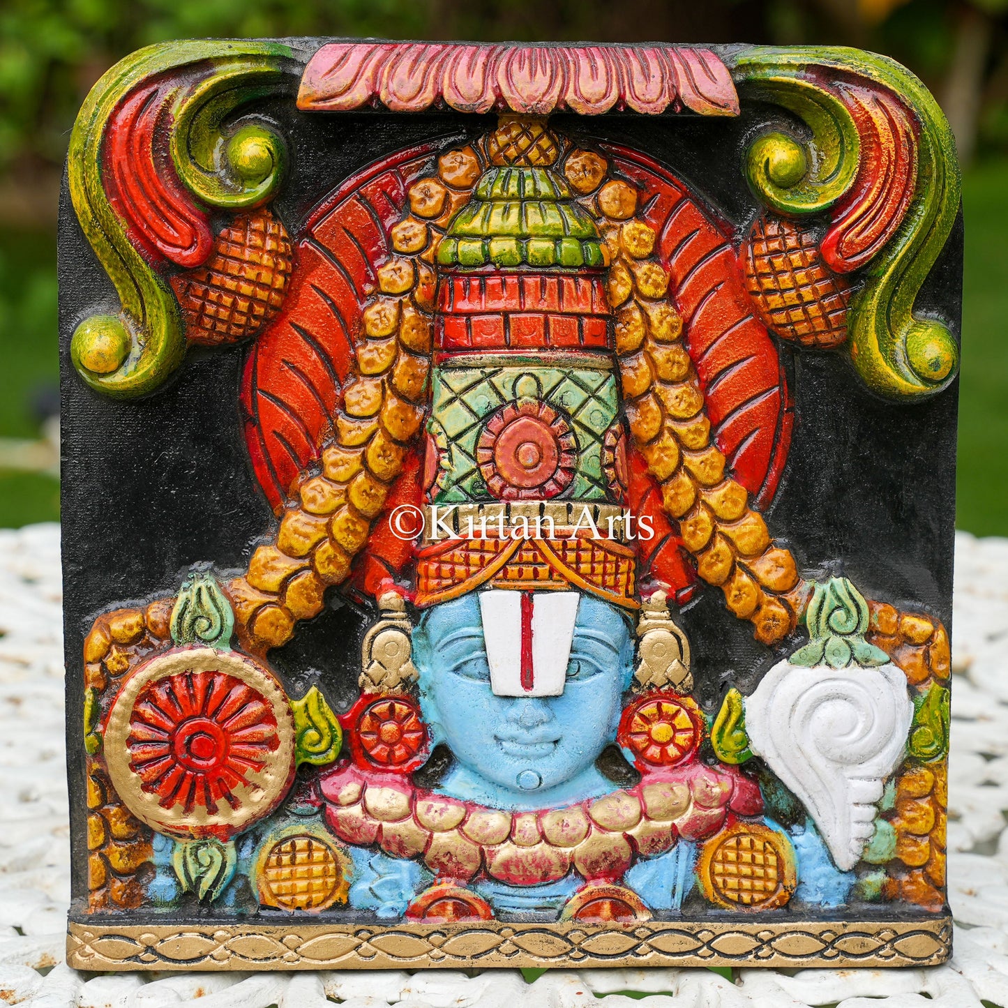 12" Hand-Carved Lord Venkateswara Face Panel