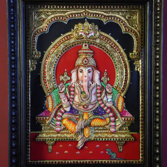 Embossed 3D Lord Ganesha Tanjore Painting β 22.5x17x4 Inch