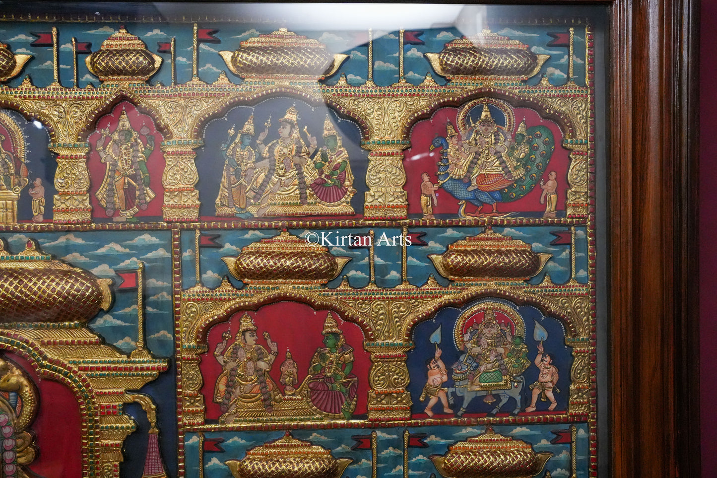 Shiva Jyotirlinga & Divine Incarnations Tanjore Painting โ 72x48 Inch | Antique Finish