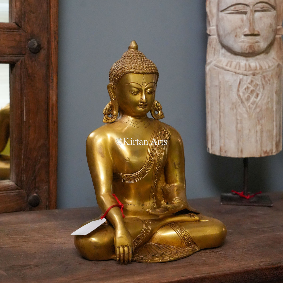 Handcrafted Brass Seated Buddha Statue 12"