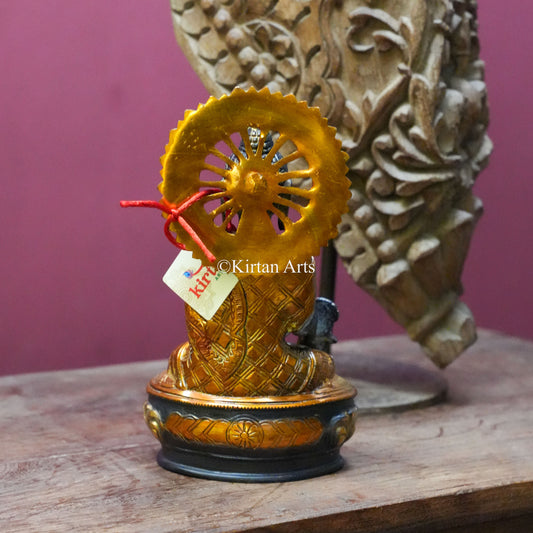 Medicine Buddha Statue with Dharma Wheel Aureole 9"