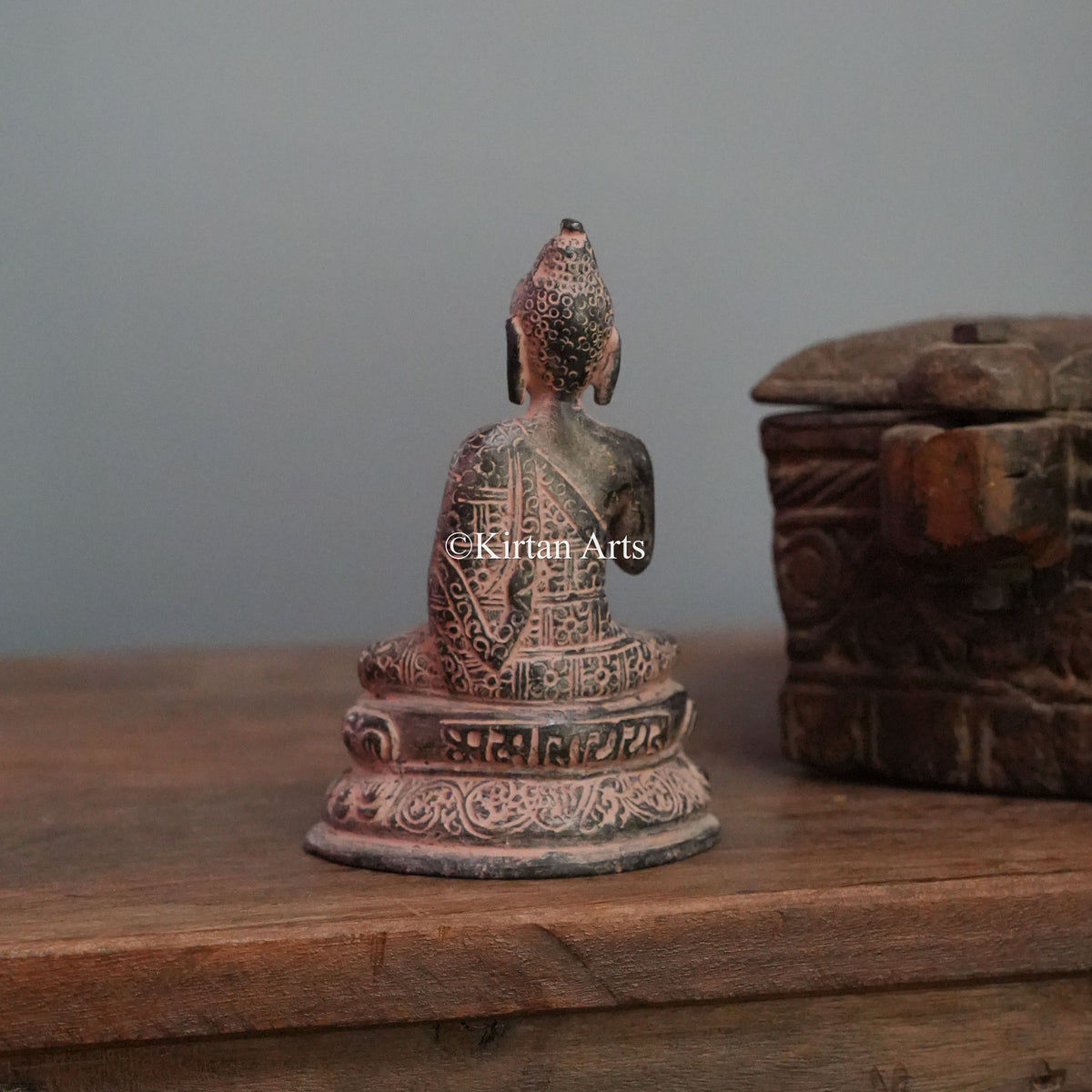 Brass Buddha Antique Finish with Vitarka Mudra 6"