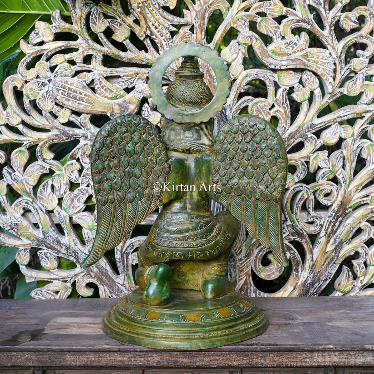 Large Brass Garuda | Antique Green Finish 28"
