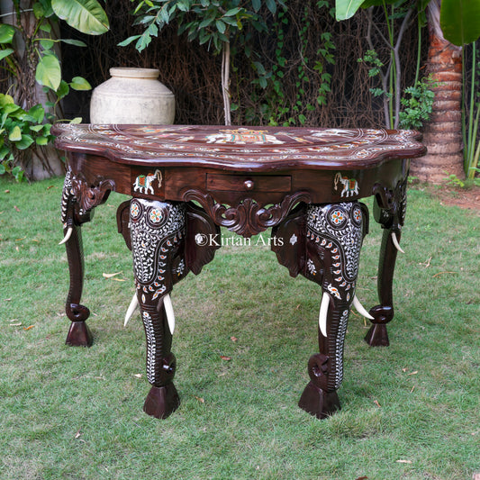 Mysore Rosewood Inlay Console with Elephant Legs | 48"