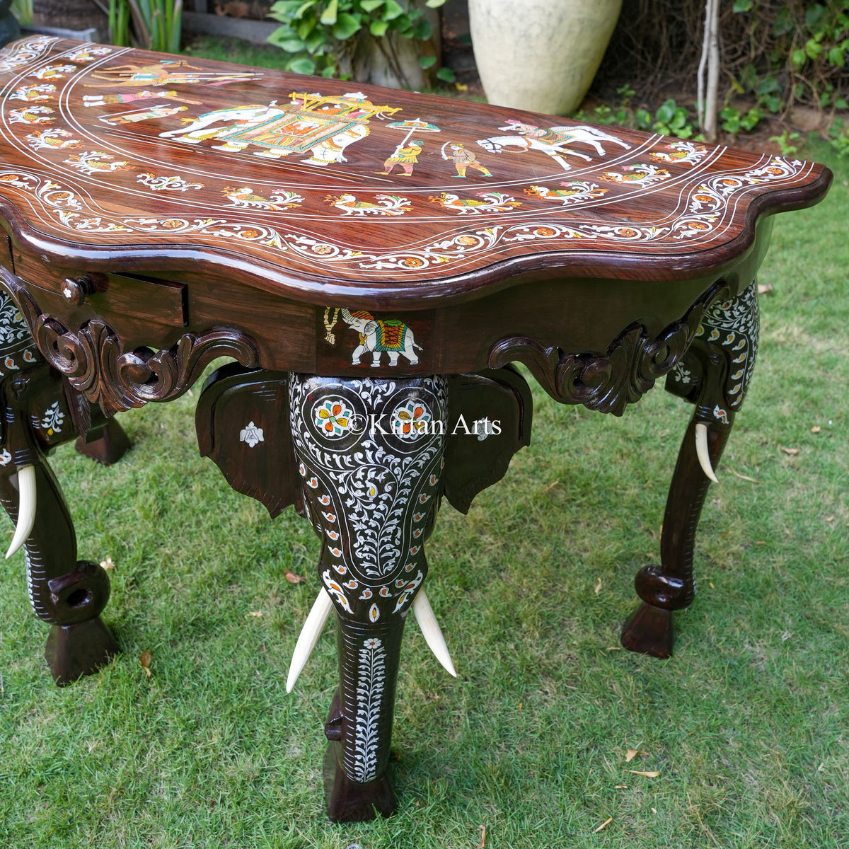 Mysore Rosewood Inlay Console with Elephant Legs | 48"