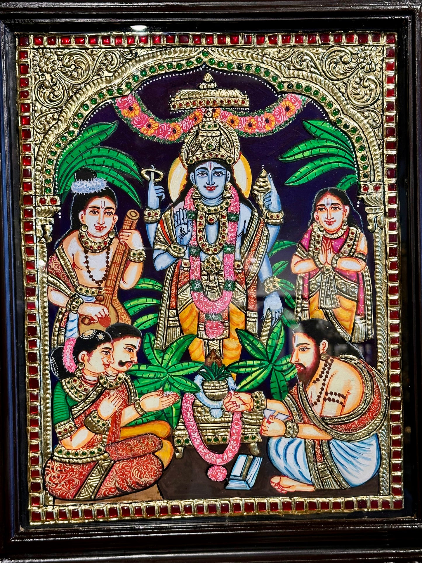 Satyanarayana Swamy Tanjore 15x18