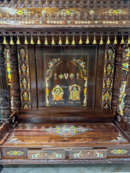Rosewood Pooja Mandir w Balaji Dasavtar | 6.5x5x2 ft |