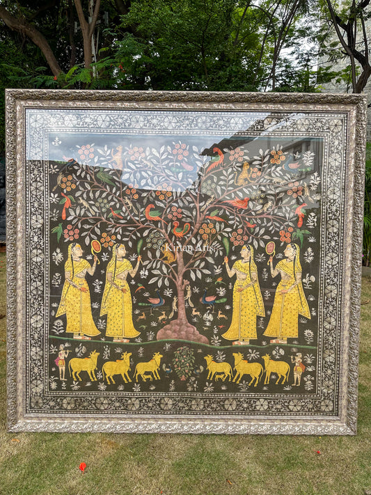 Vrikshachari Pichwai | 6x6 ft | Deccan Antique | Kadamba Tree