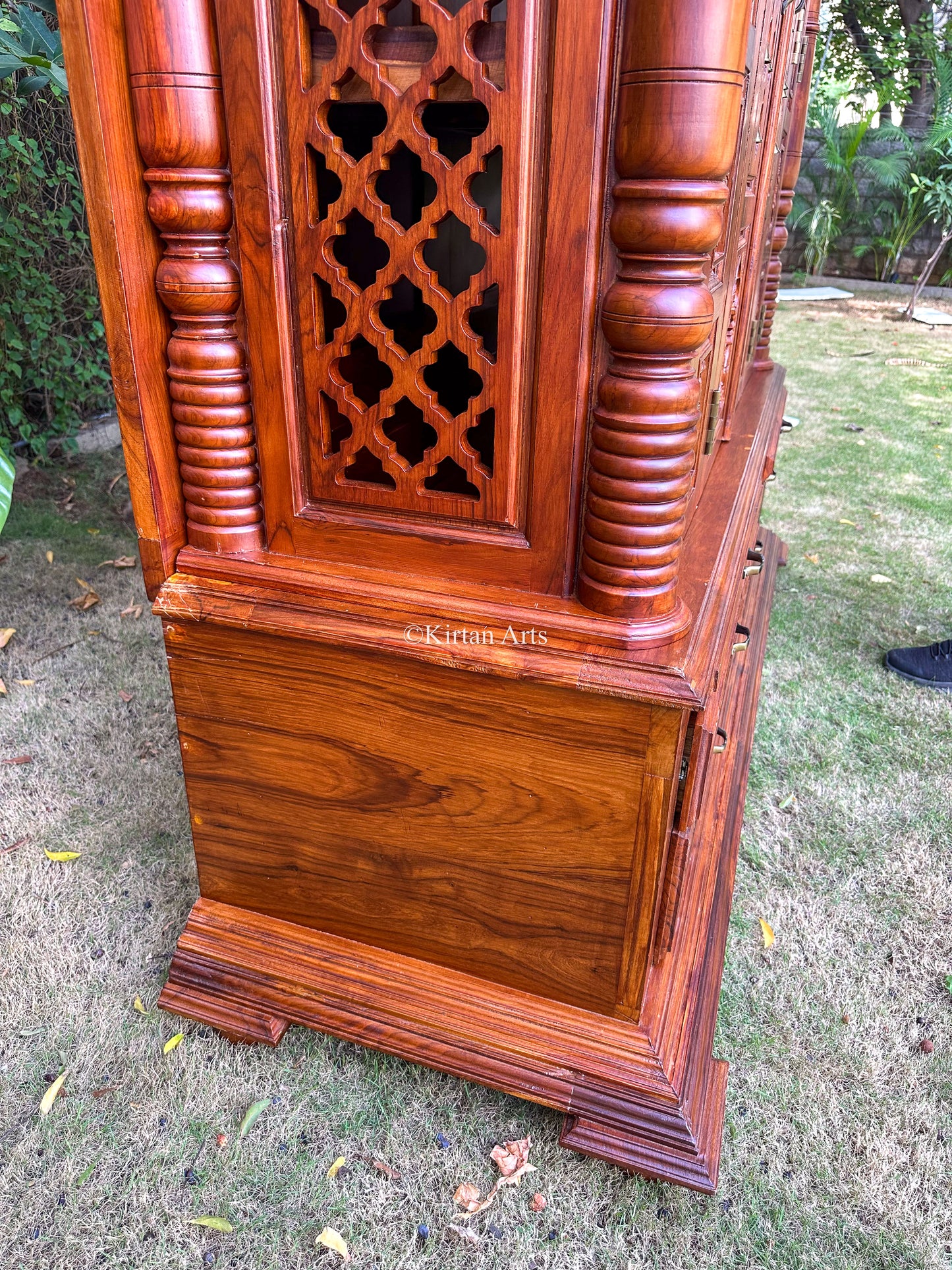 Teakwood Carved Mandir w Storage | Dasavtar | 8 ft