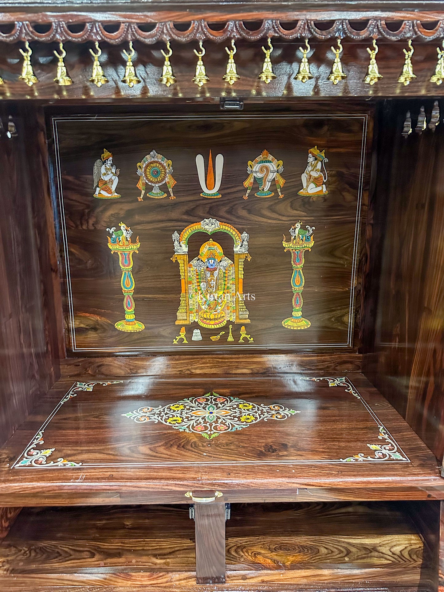 Rosewood Pooja Mandir | Doors & Storage | 6.5x4x2 ft