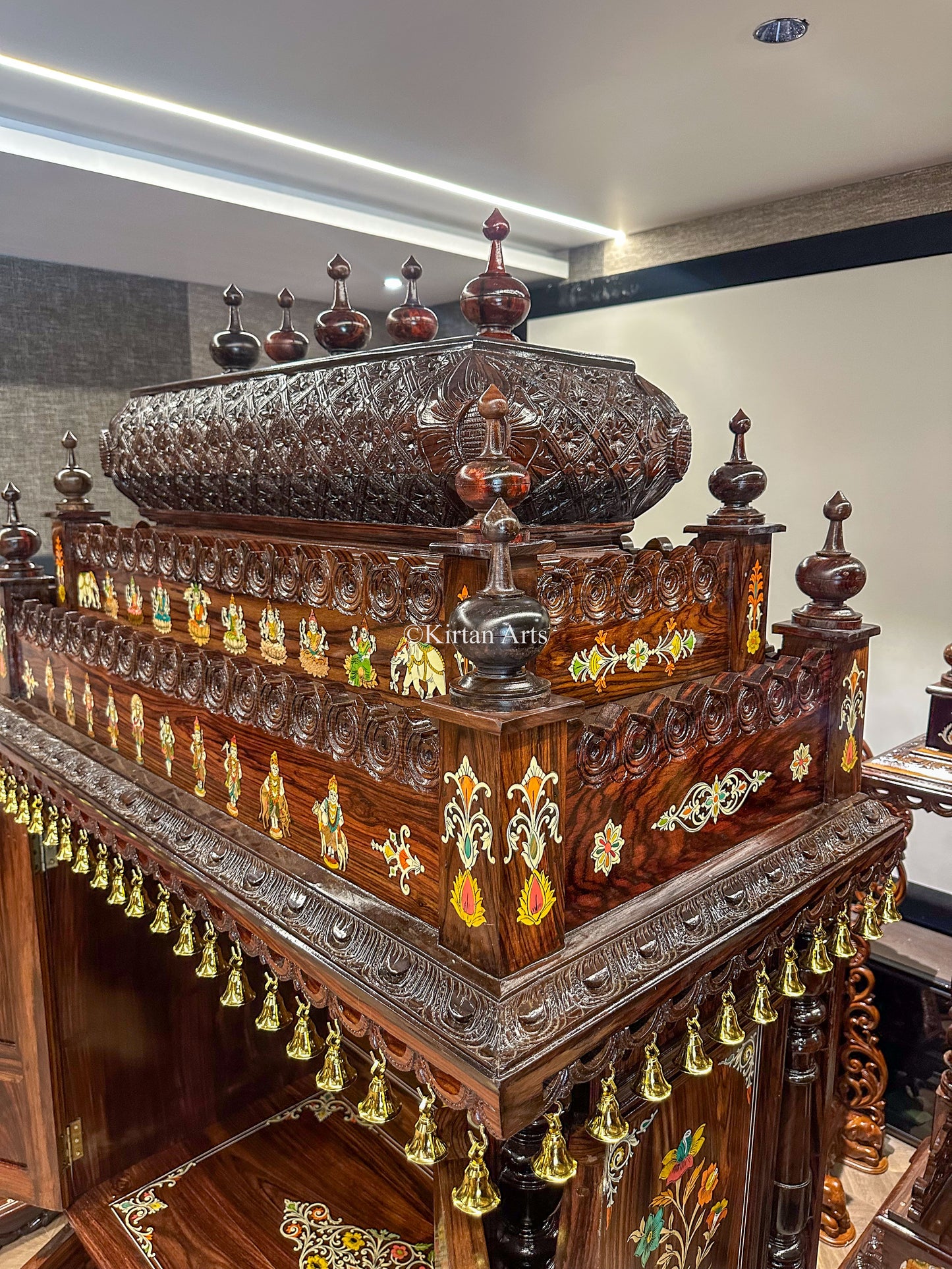 Rosewood Pooja Mandir | Doors & Storage | 6.5x4x2 ft