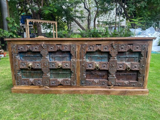Vintage Sideboard | Brass Fittings | 7ft | Dark Finish