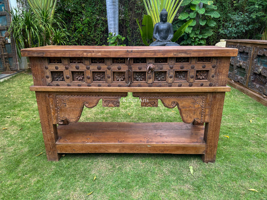 Vintage Console | Floral Carvings | 5ft